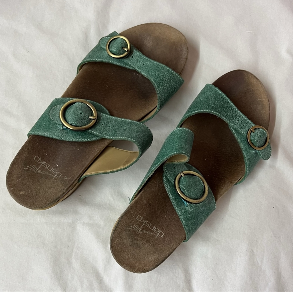 Dansko Teal Manda Leather Sandals Size 39